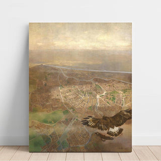 Vue de Vienne depuis une altitude de 3000 m au-dessus de la Gloriette de Schönbrunn - Carl Moll | Reproduction Tableau Décoration murale affiche copie