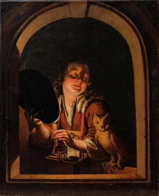 Willem Van Mieris - A young boy with a owl.webp