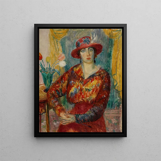 William James Glackens - Woman in Red Blouse with Tulips.webp