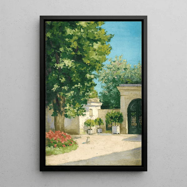 Reproduktion av målningen Yerres-målning. De L’Exèdre, Le Porche De La Demeure Familiale - Gustave Caillebotte