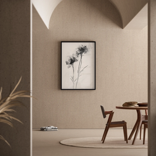 Svartvitt designbord - Floralt försvinnande