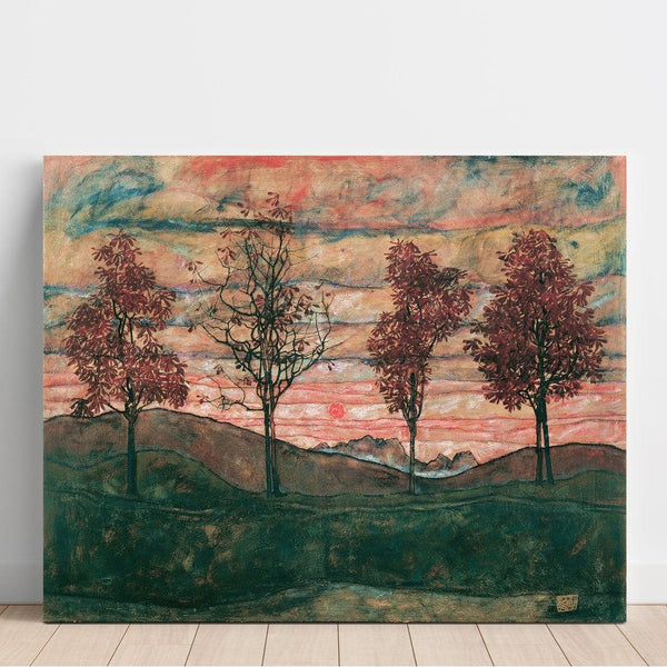 4 Arbres d'Egon Schiele | Reproduction Tableau Décoration murale affiche copie