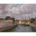 Reproduktion av målningen A Kanal med Båtar Före en Stad - Alfred Zoff