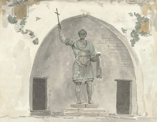 AbrahamLouisRodolphe Ducros - Bronzen beeld van keizer op het marktplein van Barletta.webp