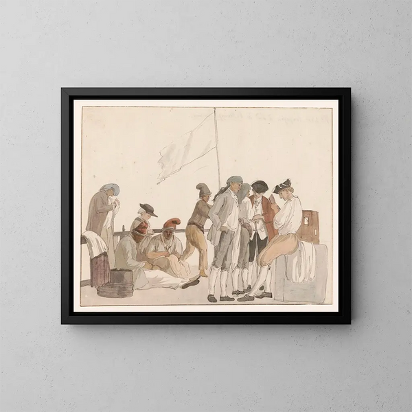 kompaniet ombord på fartyget l'Heureuse Marianne - Abraham Louis Rodolphe Ducros — inramlat konstverk på väggen