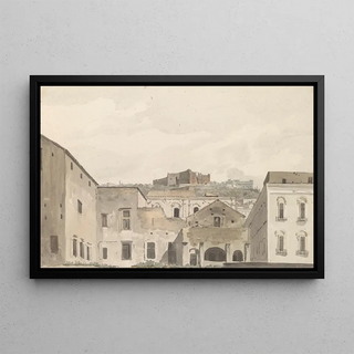 AbrahamLouisRodolphe Ducros - Gezicht op Castel SantElmo en het klooster vanaf Chiaja.webp