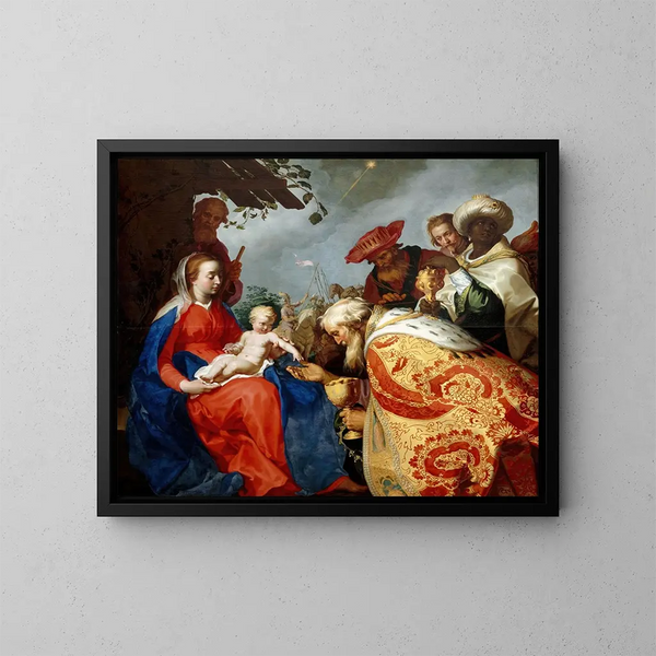 tillbedjan av de vise männen - Abraham Bloemaert — inramlat konstverk på väggen