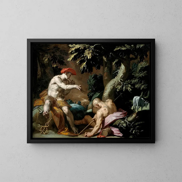 Mercure, Argus och Io - Abraham Bloemaert — inramlat konstverk på väggen