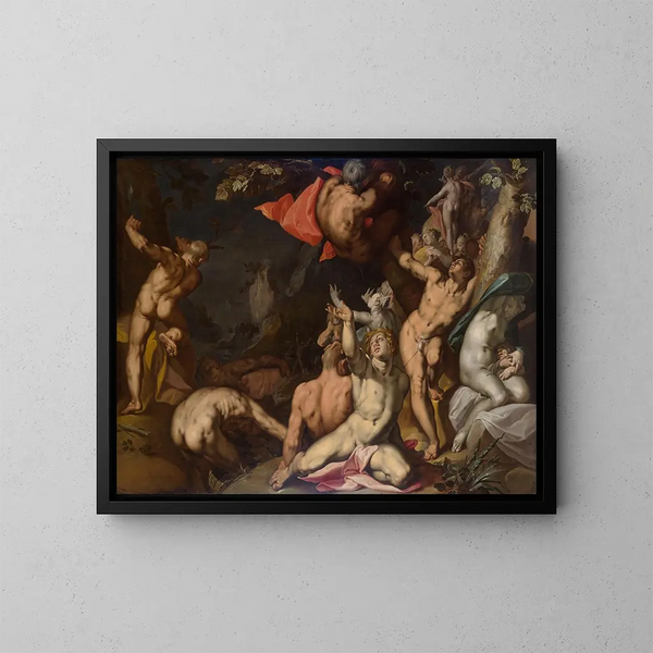 Le Déluge - Abraham Bloemaert — inramlat konstverk på väggen