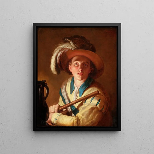 Le joueur de flûte - Abraham Bloemaert — inramlat konstverk på väggen