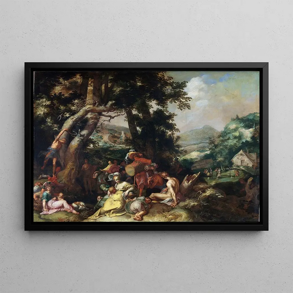 La Prédication de Saint Jean-Baptiste - Abraham Bloemaert — inramlat konstverk på väggen