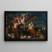 blomstervaser med putti i ett landskap - Abraham Brueghel — inramlat konstverk på väggen