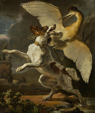Abraham Hondius - Dog fighting a heron.webp
