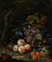 Naturtavla med frukt, lövverk och insekter - Abraham Mignon — vy av konstverket