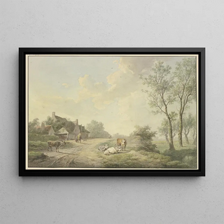 Abraham Teerlink - An einem Weg bei Bauernhusern vier Khe.webp