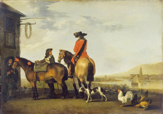 Abraham Van Calraet - Two Horsemen at a Tavern Netherlands.webp