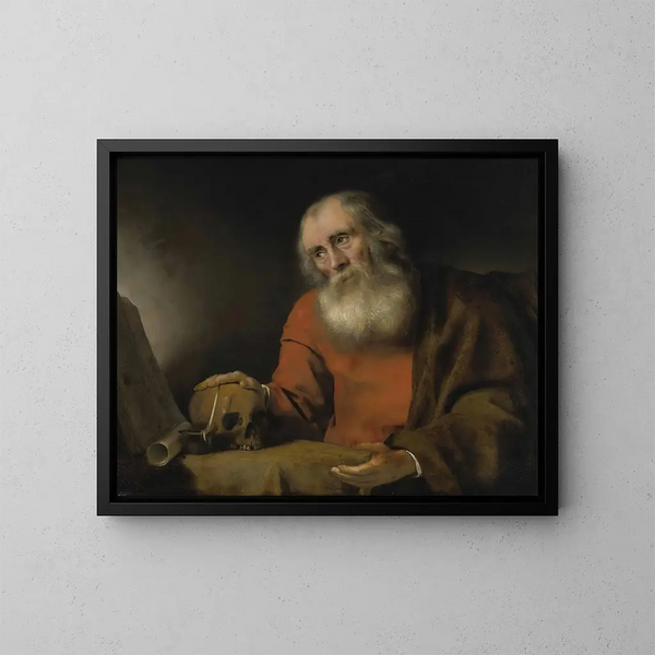 Saint Jérôme - Abraham van Dijck — inramlat konstverk på väggen
