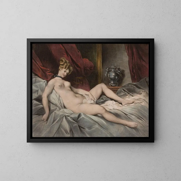 La femme à l'ombrelle - Achille Devéria — inramlat konstverk på väggen