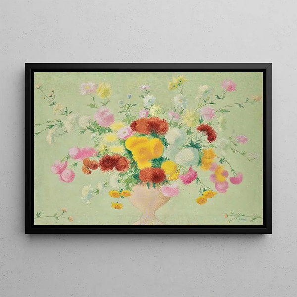 Achille Laug - Dahlias et tournesols pompons.webp