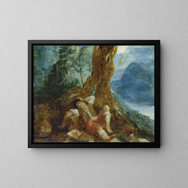 Le rêve de Jacob - Adam Elsheimer — inramlat konstverk på väggen