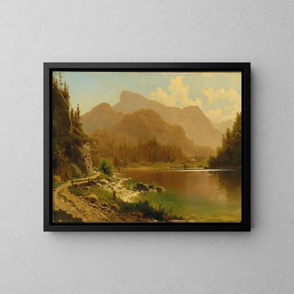 Le Krottensee med utsikt över Schafberg - Adolf Chwala — inramlat konstverk på väggen