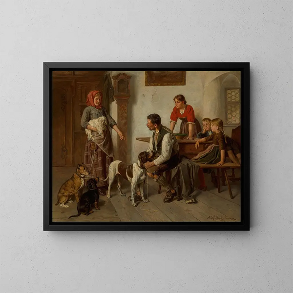 Le vendeur de chiens - Adolf Eberle — inramlat konstverk på väggen
