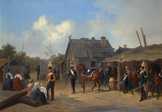 Adolf Ignatevich Ladurner - Soldiers Bivouacking In A Village.webp