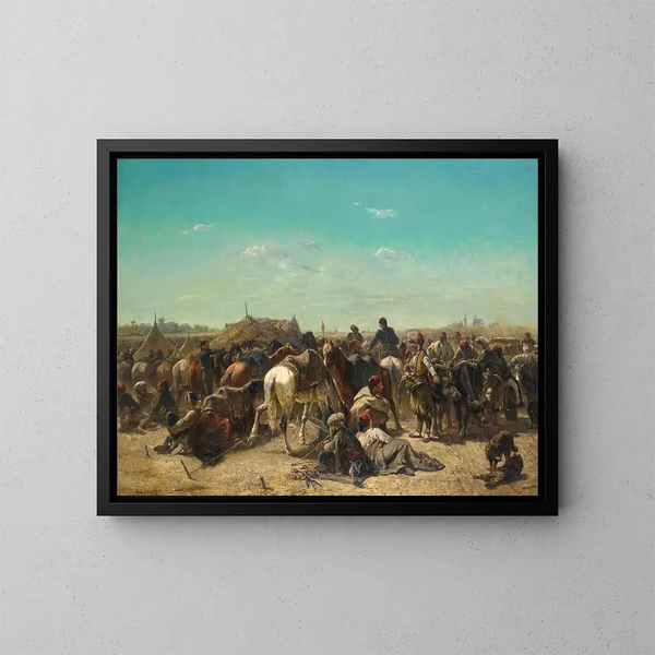 En ottomansk lägerplats - Adolf Schreyer — inramlat konstverk på väggen