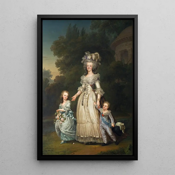 La reine Marie-Antoinette de France et deux de ses enfants se promenant dans le parc de Trianon - Adolf Ulrik Wertmüller — inramlat konstverk på väggen