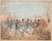 Camp du trente-deuxième régiment des volontaires de l'Indiana, compagnie A, nära Stones River, Tennessee, januari 1863 - Adolph Metzner — vy av konstverket