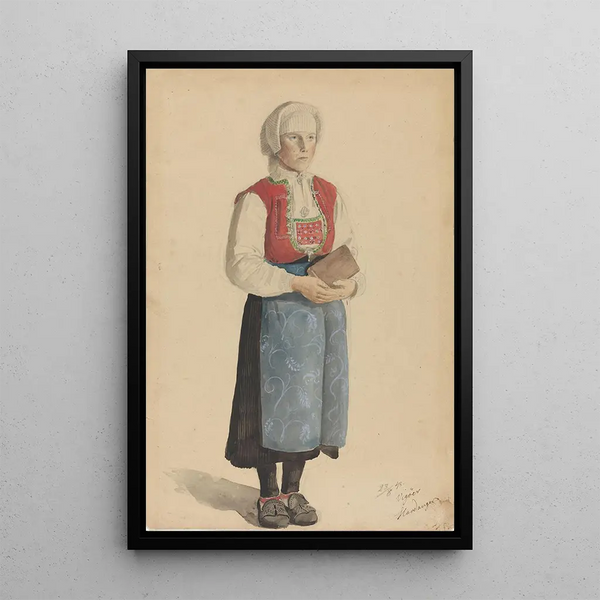 Reproduktion av målningen kvinna i traditionell dräkt Viky - Adolph Tidemand