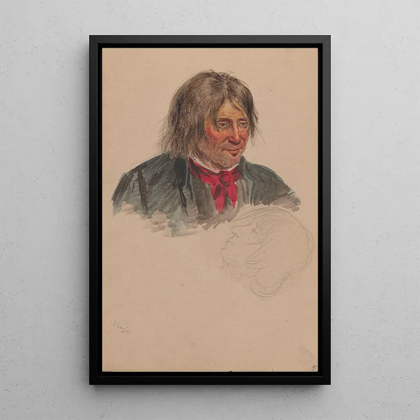 Reproduktion av målningen Porträtt av en man Vinje huvud av en man - Adolph Tidemand