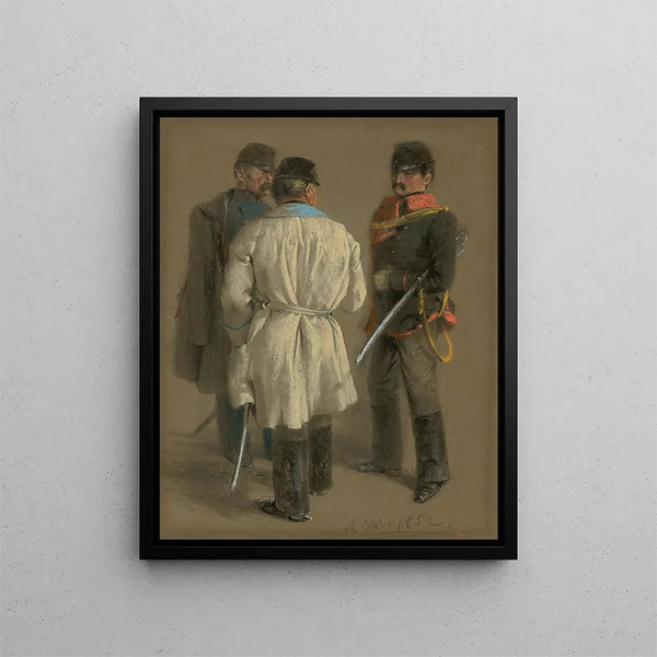 österrikiska officerare - Adolph von Menzel — inramlat konstverk på väggen