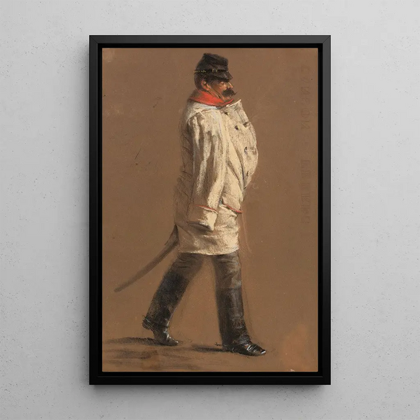 österrikisk officer - Adolph von Menzel — inramlat konstverk på väggen