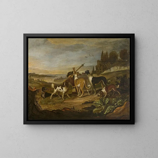 Adriaen Cornelisz Beeldemaker - Gundogs against landscape.webp