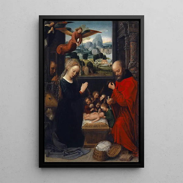 La Nativité - Adriaen Isenbrandt — inramlat konstverk på väggen