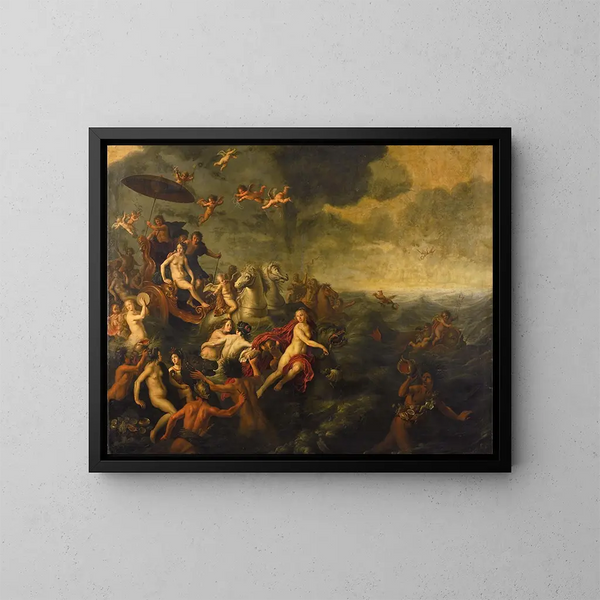 Galatée och Acis - Adriaen van Nieulandt — inramlat konstverk på väggen