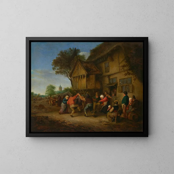 En marknad - Adriaen van Ostade — inramlat konstverk på väggen