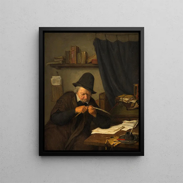 advokat vid sitt skrivbord - Adriaen van Ostade — inramlat konstverk på väggen