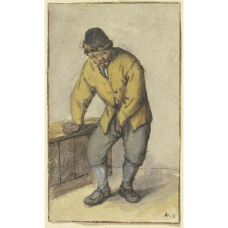 Adriaen van Ostade - Stehender Bauer von vorn seine Hose aufknpfend.webp