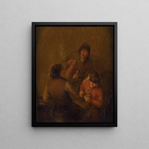 taverne-scener - Adriaen van Ostade — inramlat konstverk på väggen