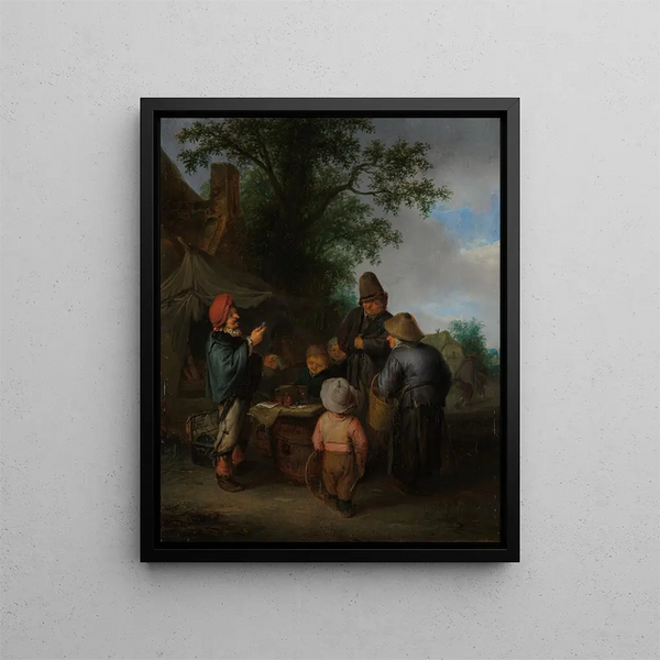 Le Charlatan - Adriaen van Ostade — inramlat konstverk på väggen