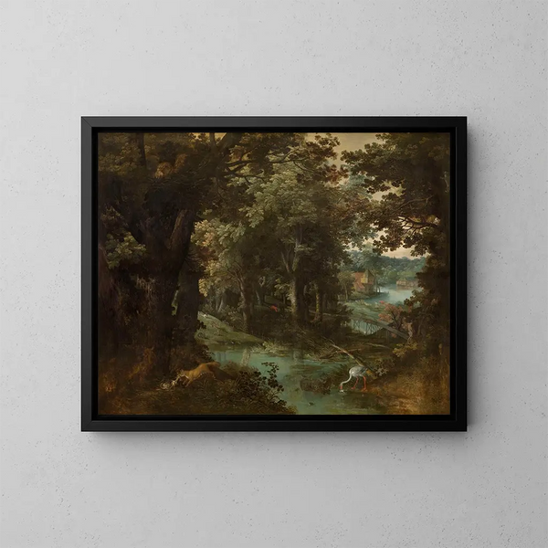 Landskap med djurfabel - Adriaen van Stalbemt — inramlat konstverk på väggen
