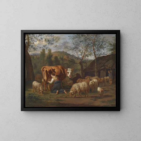 La laitière - Adriaen van de Velde — inramlat konstverk på väggen