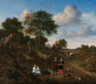 porträtt av ett par med två barn och en barnflicka i ett landskap - Adriaen van de Velde — vy av konstverket