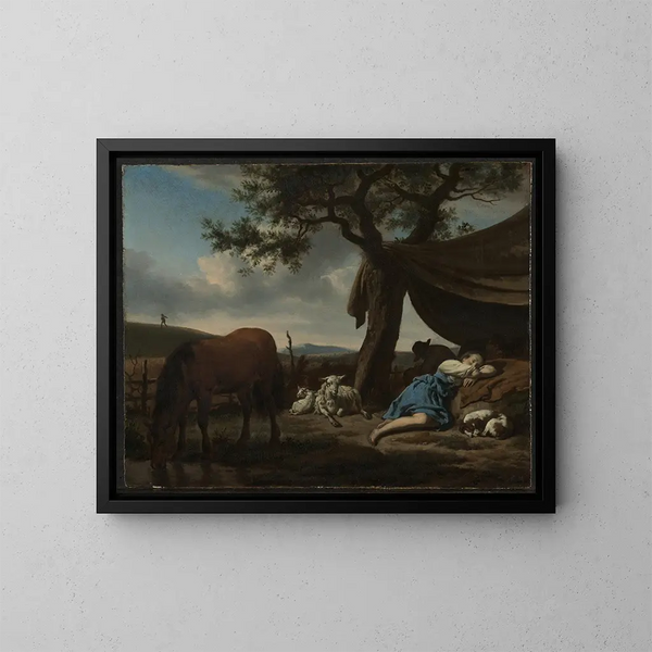 Bergers endormis - Adriaen van de Velde — inramlat konstverk på väggen