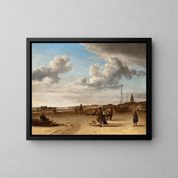 La Plage de Scheveningen - Adriaen van de Velde — inramlat konstverk på väggen