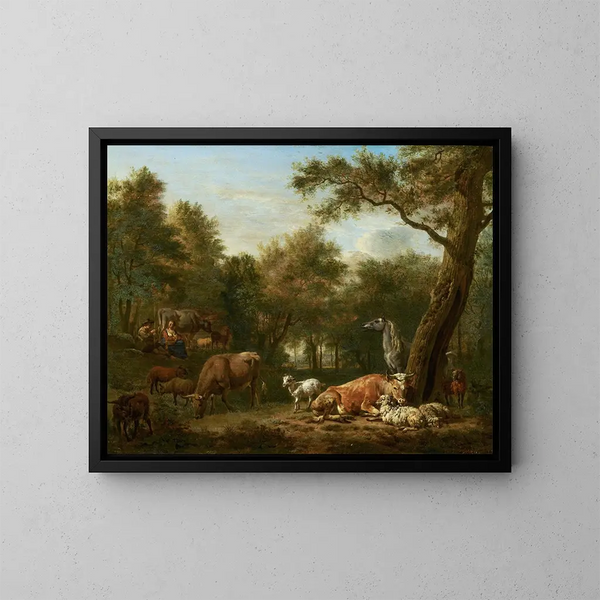 landskap med boskap - Adriaen van de Velde — inramlat konstverk på väggen