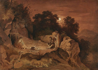 Adrian Ludwig Richter - Hirten am Feuer Abendlandschaft.webp