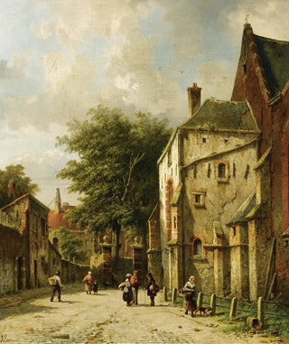 Adrianus Eversen - A Streetscene In A Dutch Town.webp